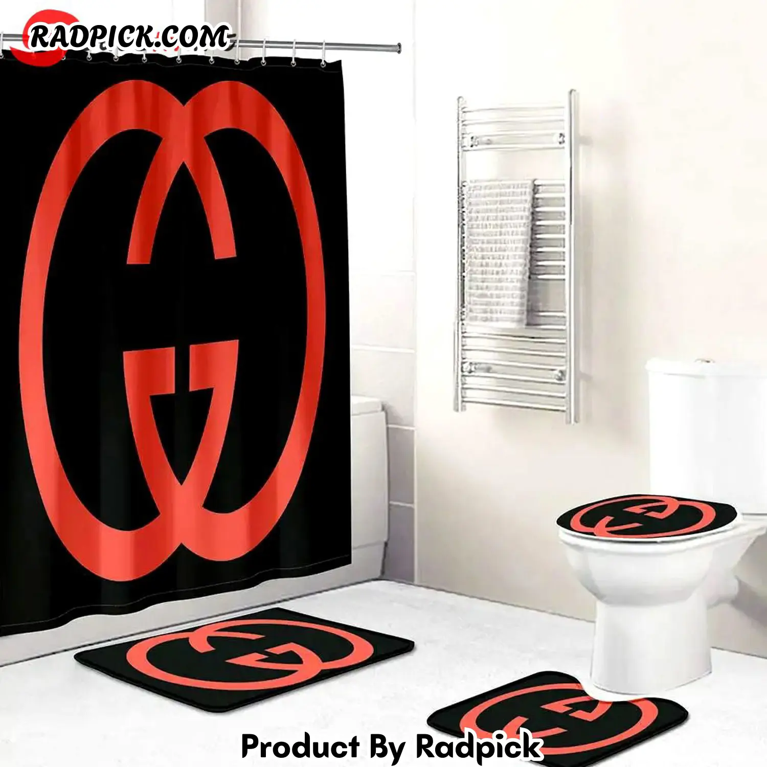 Gucci black bathroom set hot luxury shower curtain bath rug mat home decor 226 bathroom accessory sets rp387780